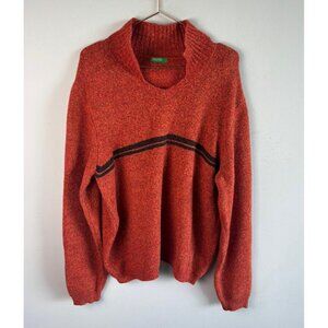 Vintage Benetton Mens Pullover Sweater Made in Italy Red Wool Cotton Size XL